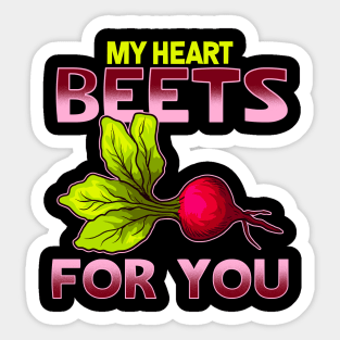 Cute & Funny My Heart Beets For You Romantic Pun Sticker
